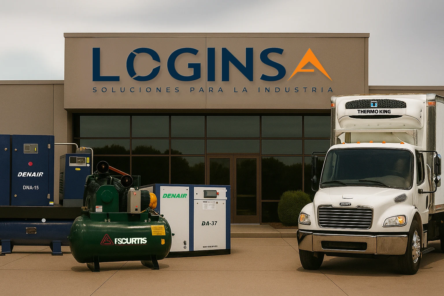 Instalaciones industriales de Loginsa con camión y maquinaria